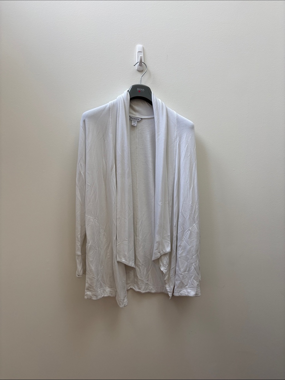 Athleta White Open-Front Draped Cardigan